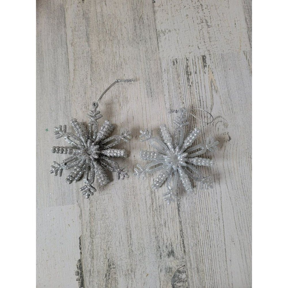Silver glitter‎ snowflake set ornament xmas decor